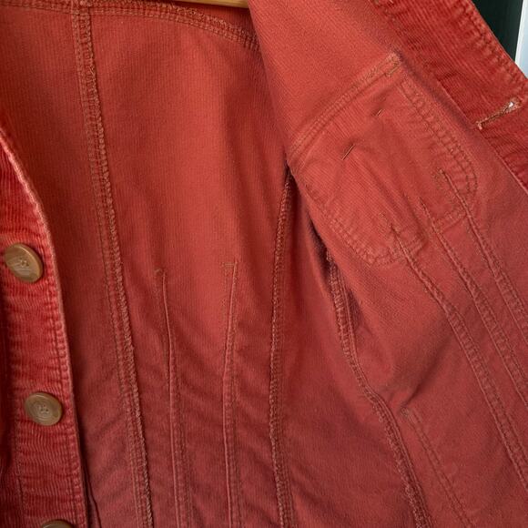 Tulle Russet Orange Corduroy Trucker Jacket M Fall Utility Y2K Western Longhorns - Picture 4 of 7